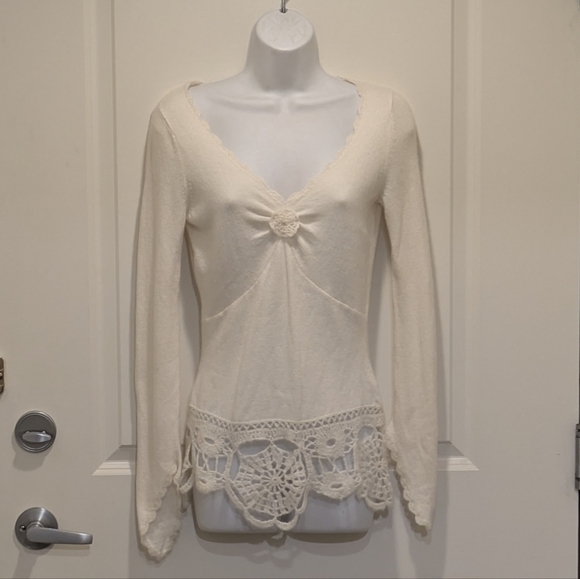 EUC Easel S Delicate Mohair Angora Blend Lace Detail Sweater - Picture 1 of 6